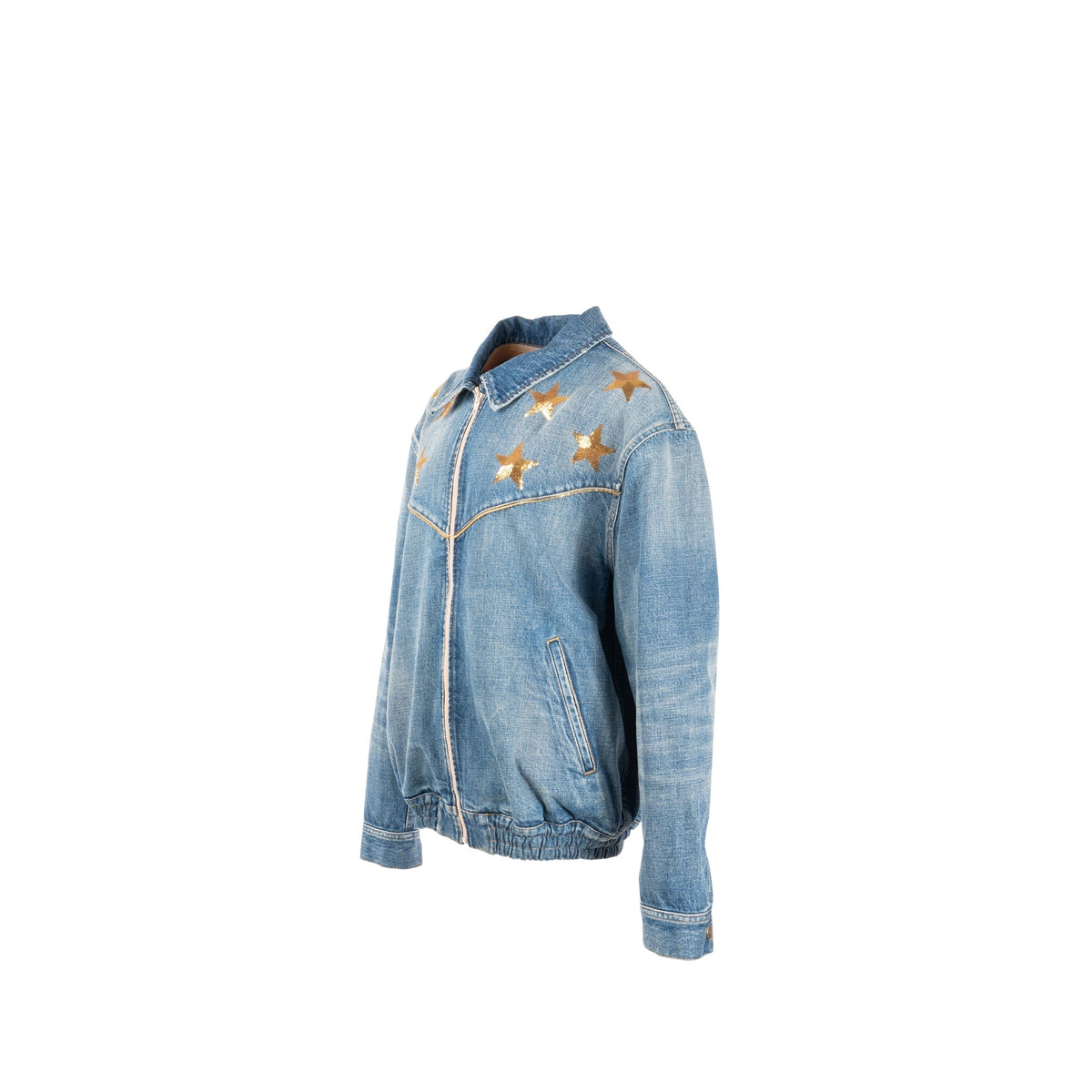 Celine Jackets? Celine Size M Star Detailed Teddy Denim Jacket Cotton Blue Stylish Everyday Designer Outerwear