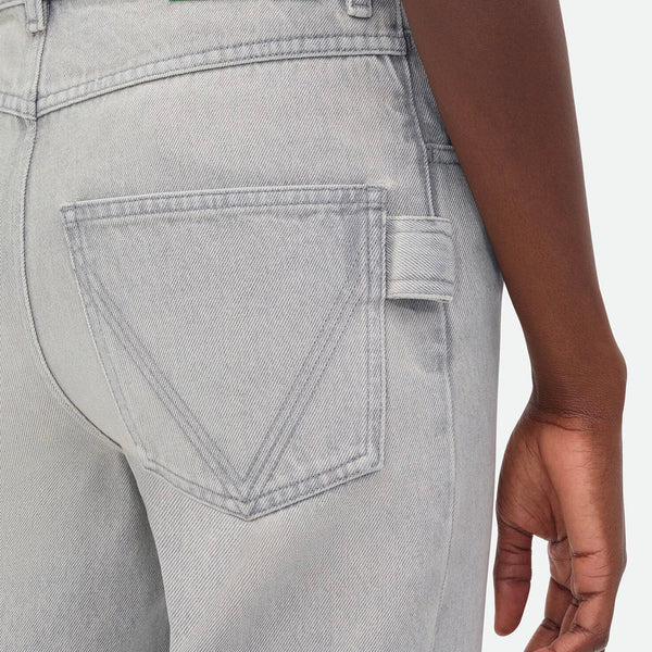 Bottega Veneta Jeans? Bottega Veneta Women Light Grey Washed Denim Flared Jeans Premium Designer Denim Jeans