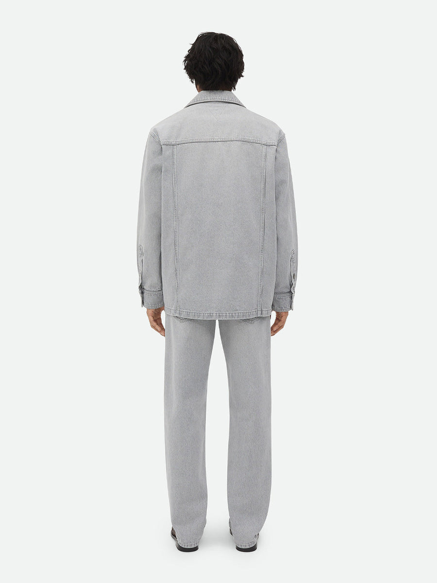 Bottega Veneta Tops? Bottega Veneta Men Light Grey Washed Denim Shirt Premium Designer Casual Top