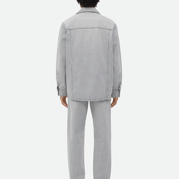 Bottega Veneta Tops? Bottega Veneta Men Light Grey Washed Denim Shirt Premium Designer Casual Top