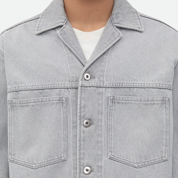 Bottega Veneta Tops? Bottega Veneta Men Light Grey Washed Denim Shirt Premium Designer Casual Top