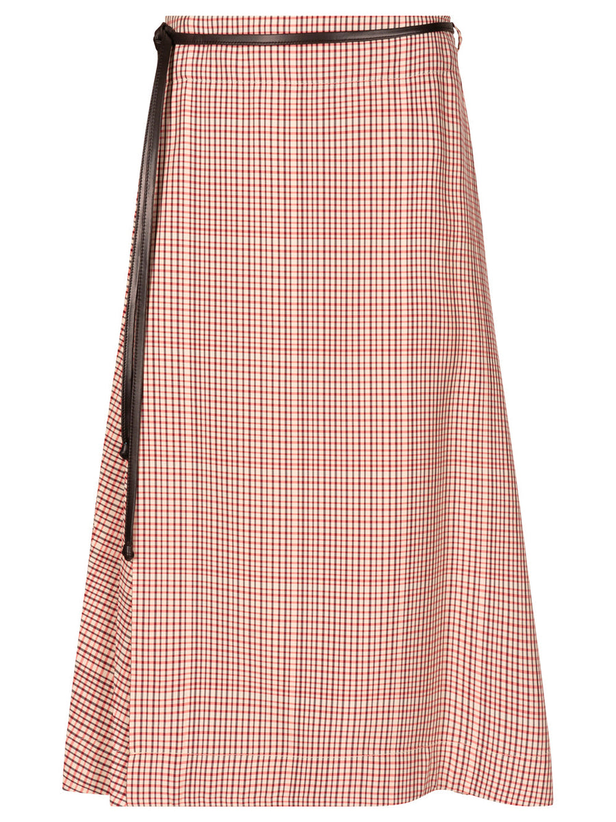 Bottega Veneta Skirts? Bottega Veneta Women Check Tech Viscose Midi Skirt Chic Everyday Designer Skirt