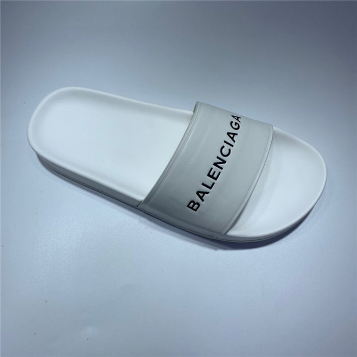 Balenciaga Grey Slide Sandals - Close-Up Texture View