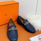 Hermès Chocolate Brown Classic Ballet Flats - Angled View