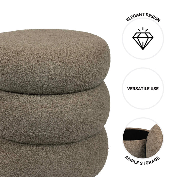 Boucle Cloud Storage Ottoman, Taupe