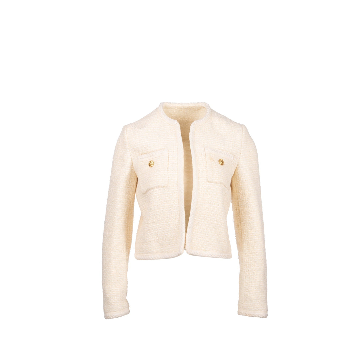 Celine Jackets? Celine Size 34 Tweed Jacket Wool Cotton White Stylish Everyday Designer Outerwear