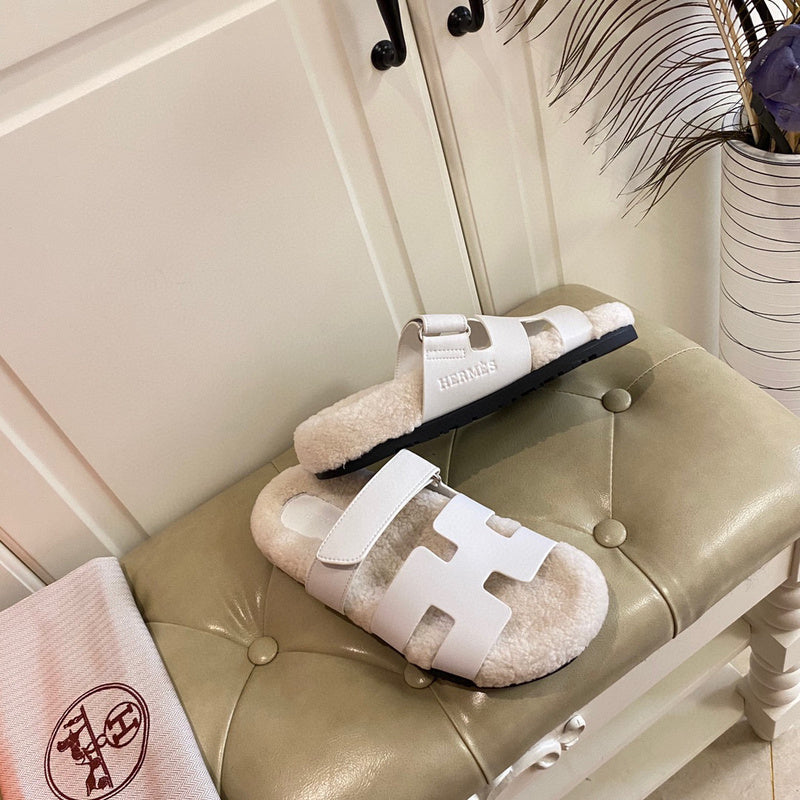 Hermès Grey Slide Sandals - Sole Detail View