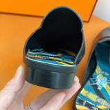 Hermès Black Loafer Flats - Side Profile View