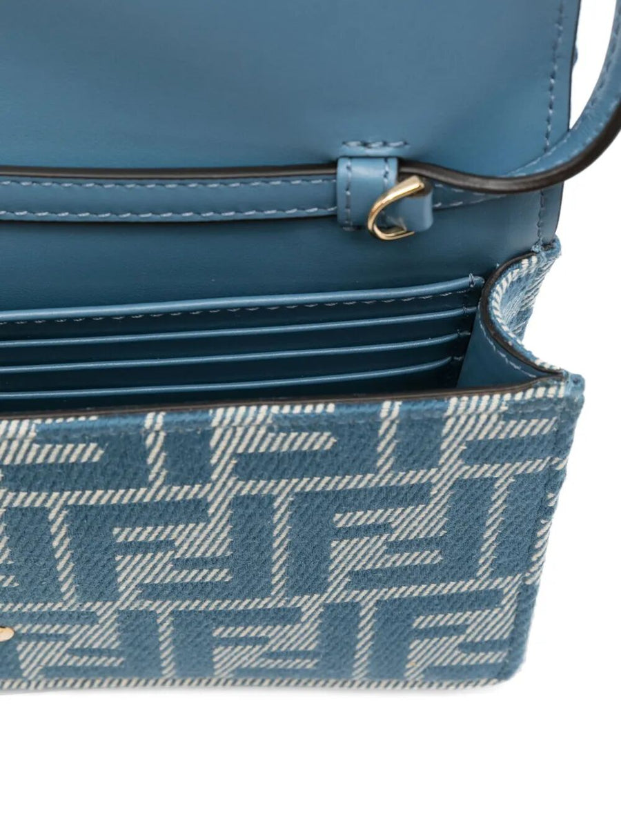 Close-up of Fendi shoulder bags hardware and fine stitching