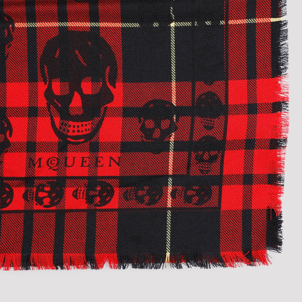 Alexander McQueen Scarves? Alexander Mcqueen Kull On Tartan Foulard Scarf Men Luxury Designer Silk Scarf