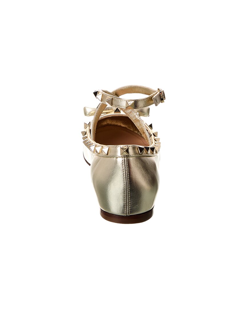 Valentino Shoes? Valentino Rockstud Leather Ankle Strap Ballerina Flat Premium Designer Casual Shoes