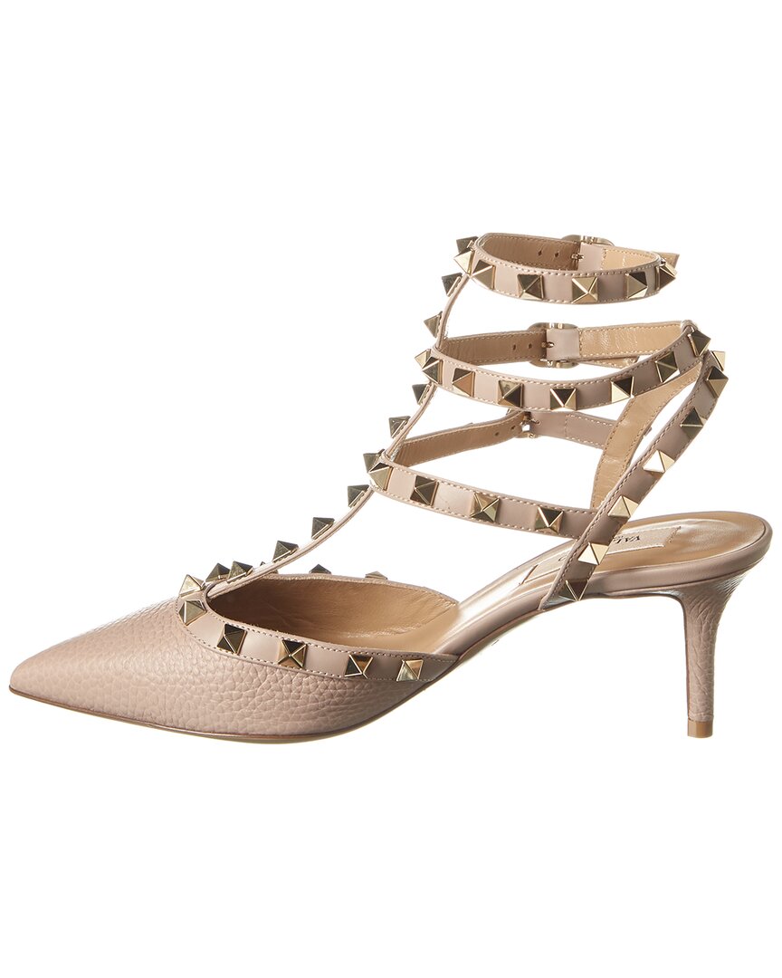 Valentino Shoes? Valentino Rockstud Caged 65 Grainy Leather Ankle Strap Pump Comfortable Everyday Designer Shoes