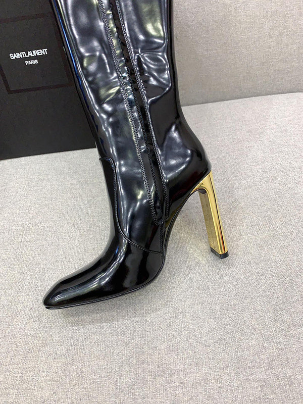 Close-up of Saint Laurent shoes craftsmanship