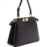 Close-up of Fendi shoulder bags hardware and fine stitching