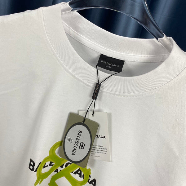 Close-up of Balenciaga t-shirt craftsmanship