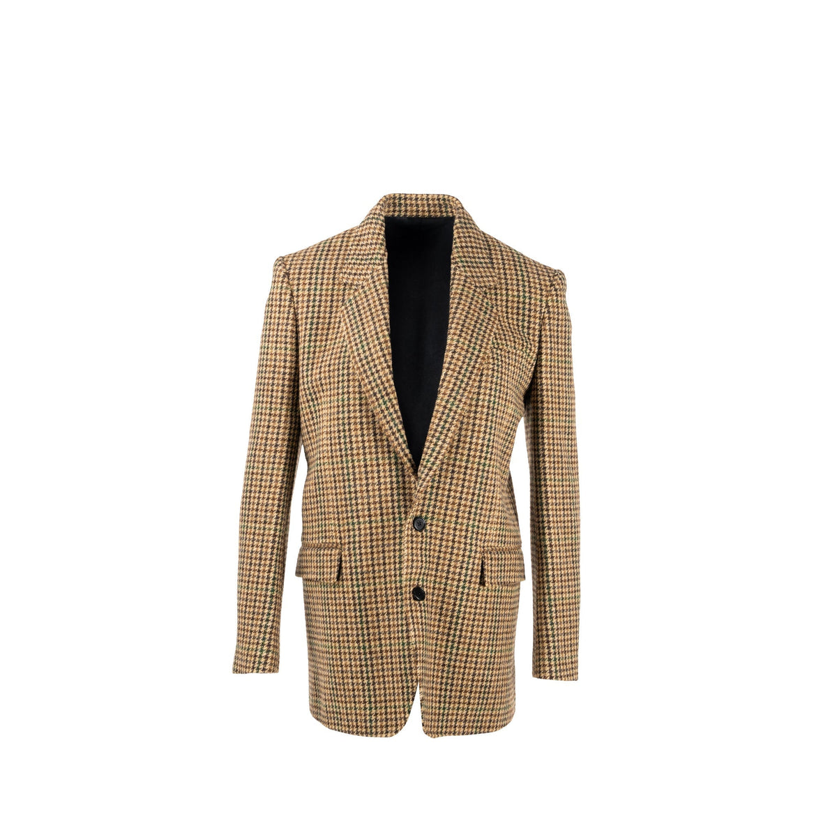 Celine Jackets? Celine Size 34 Houndstooth Blazer Wool Brown Green Premium Casual Designer Jacket
