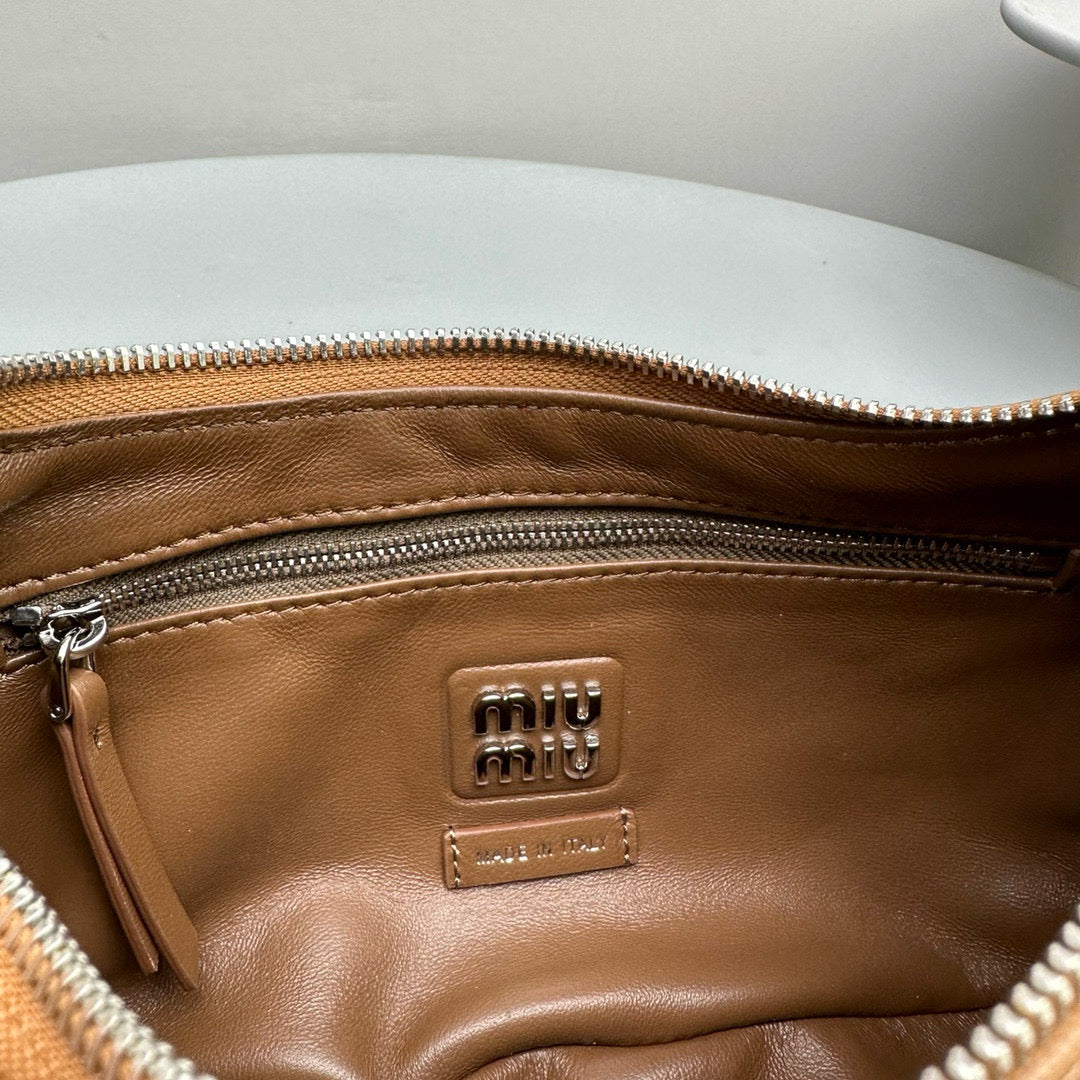 Bags- Miu M Pocket Nappa Leather Bag Premium Designer Shoulder Bag