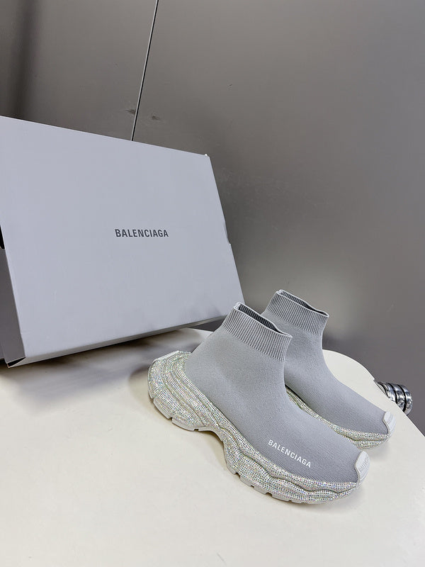 Balenciaga Grey Pointed-Toe Stiletto Heels - Angled View