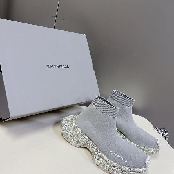 Balenciaga Grey Pointed-Toe Stiletto Heels - Angled View