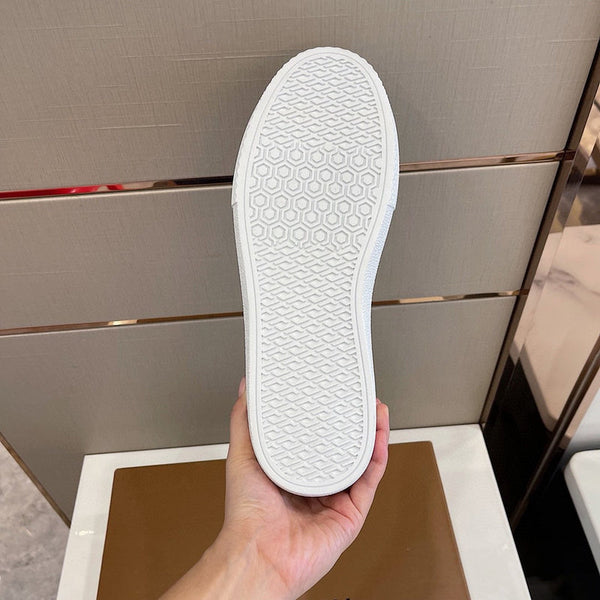 Burberry Grey Classic Ballet Flats - Side Profile View