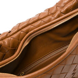 Close-up of Bottega Veneta shoulder bags hardware and fine stitching