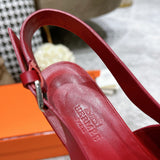 Hermès Red Bow-Detail Flats - Full Silhouette View
