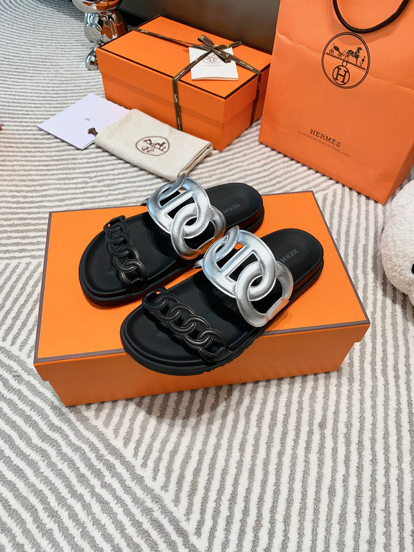 Hermès Beige Ankle Strap Sandals - Angled View