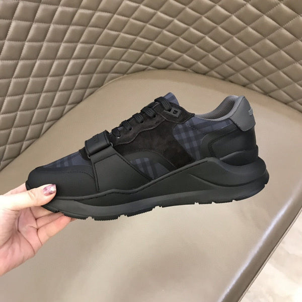 Burberry Black Combat Boots - Angled View