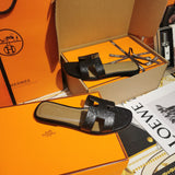 Hermès Tan Slide Sandals - Lifestyle Styling Shot