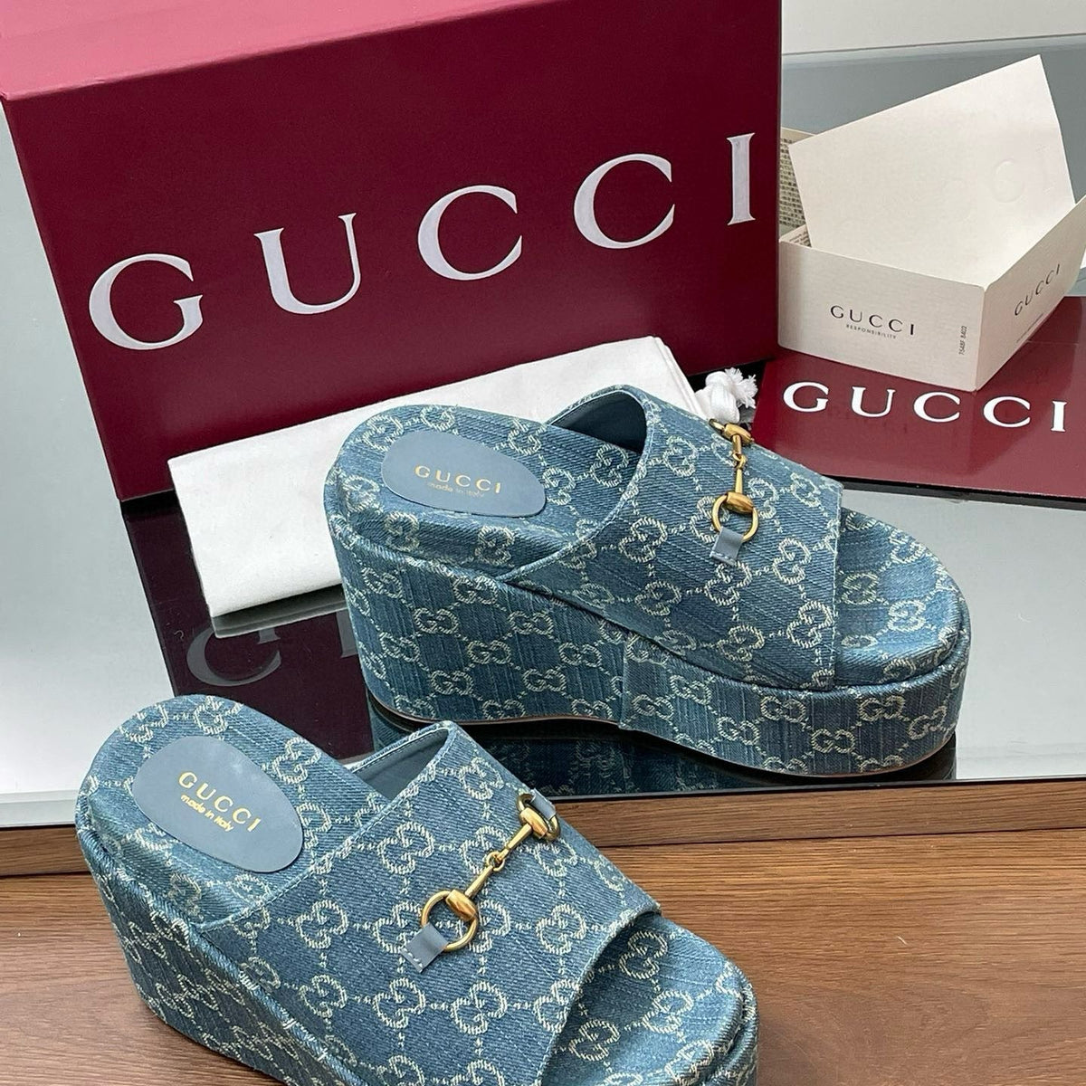 Gucci Shoes- Gucci Wedge Sandals Premium Designer Casual Shoes