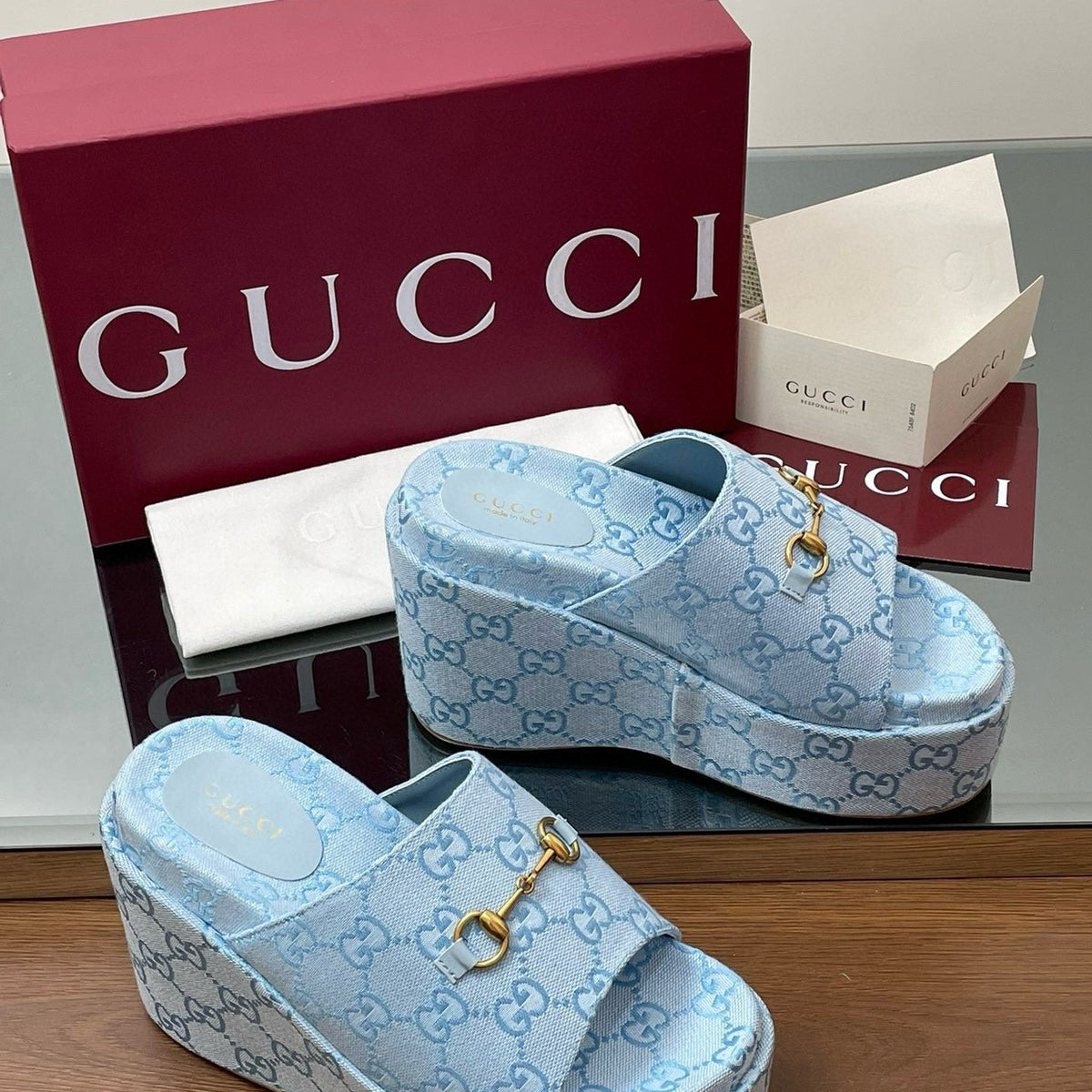 Gucci Shoes- Gucci Wedge Sandals Premium Designer Casual Shoes