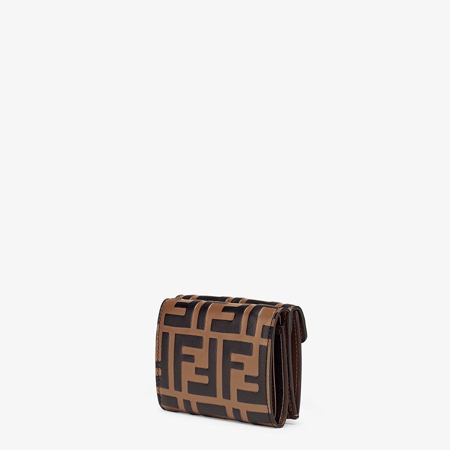 Fendi Wallets? FENDI Micro Trifold Wallet Brown Leather Premium Leather Designer Wallet