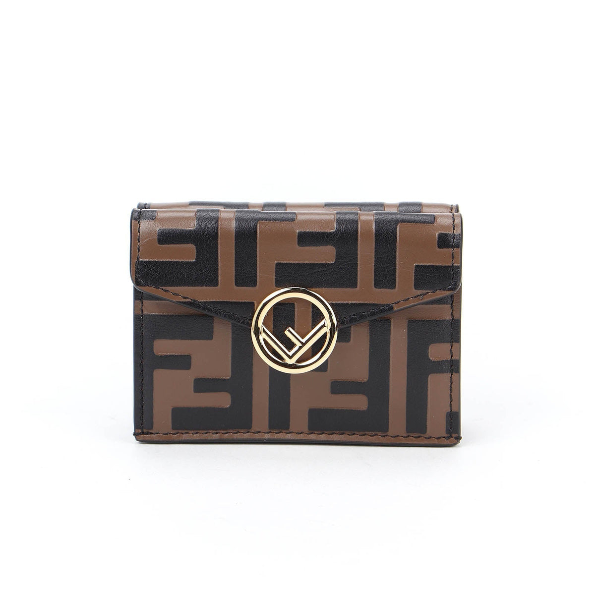 Fendi Wallets? FENDI Micro Trifold Wallet Brown Leather Premium Leather Designer Wallet