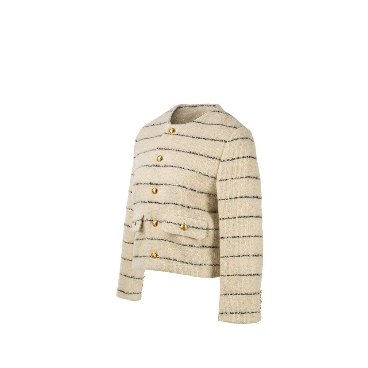 Celine Jackets? Celine size 34 Chasseur Striped Evening Jacket wool polyamide cream black Luxury Designer Outerwear Jacket