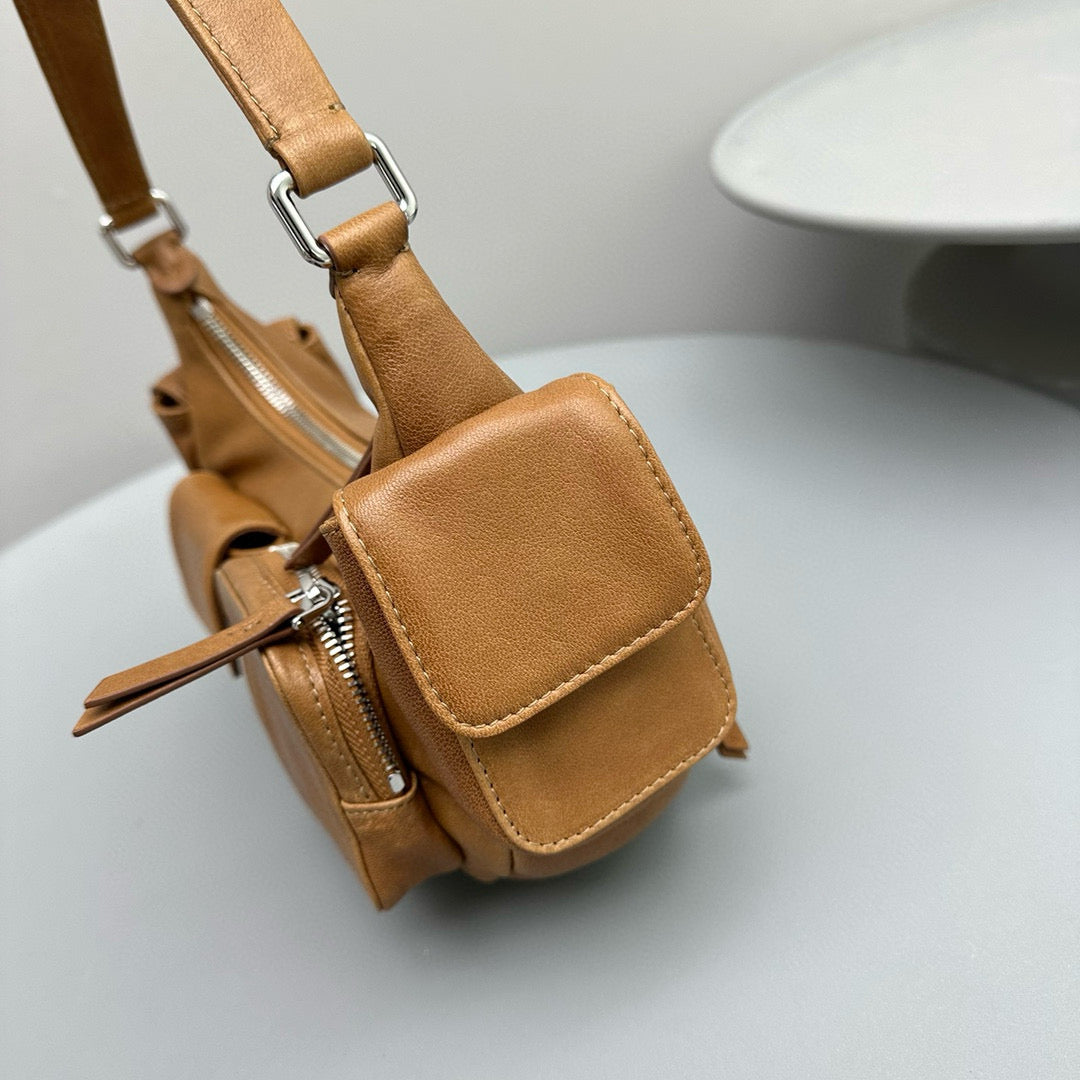 Bags- Miu M Pocket Nappa Leather Bag Premium Designer Shoulder Bag