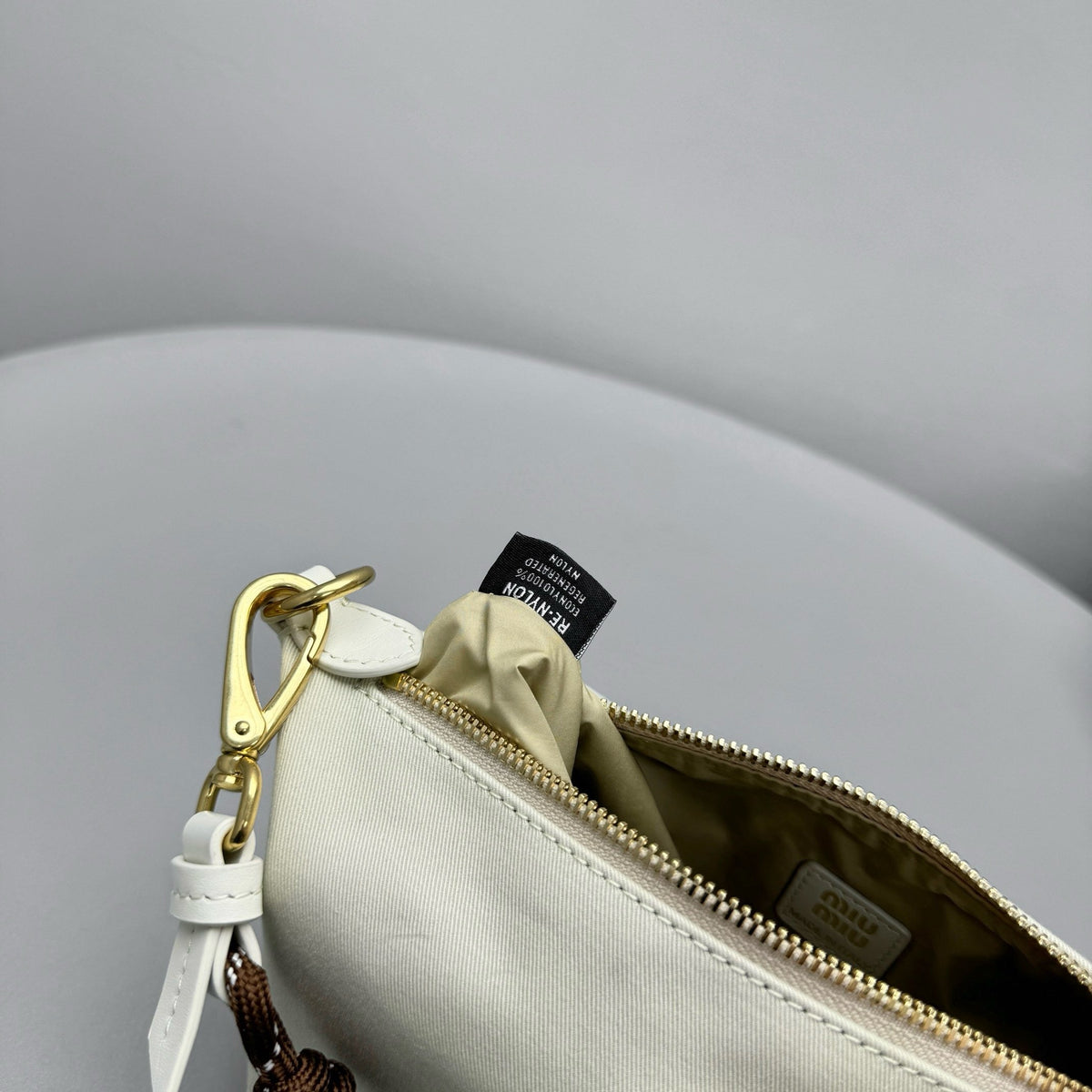 Bags- Miu M Gabardine Pouch Luxury Designer Leather Handbag
