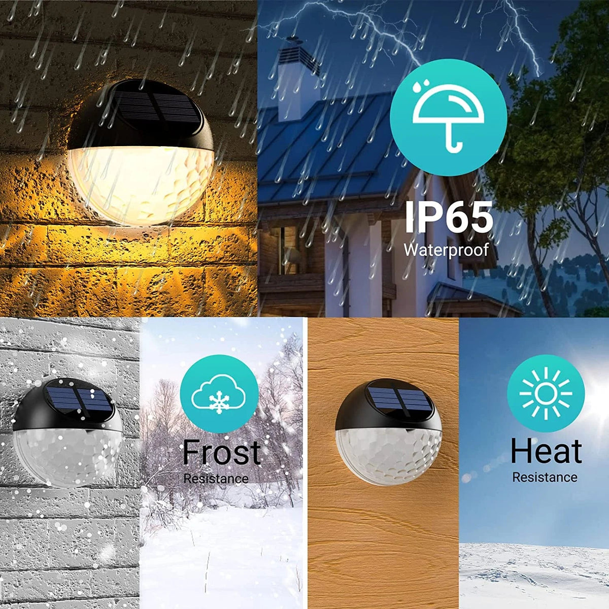 Solar Fence Lights, 4 Pack LED Solar Wall Lights Outdoor