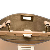 Close-up of Fendi shoulder bags hardware and fine stitching