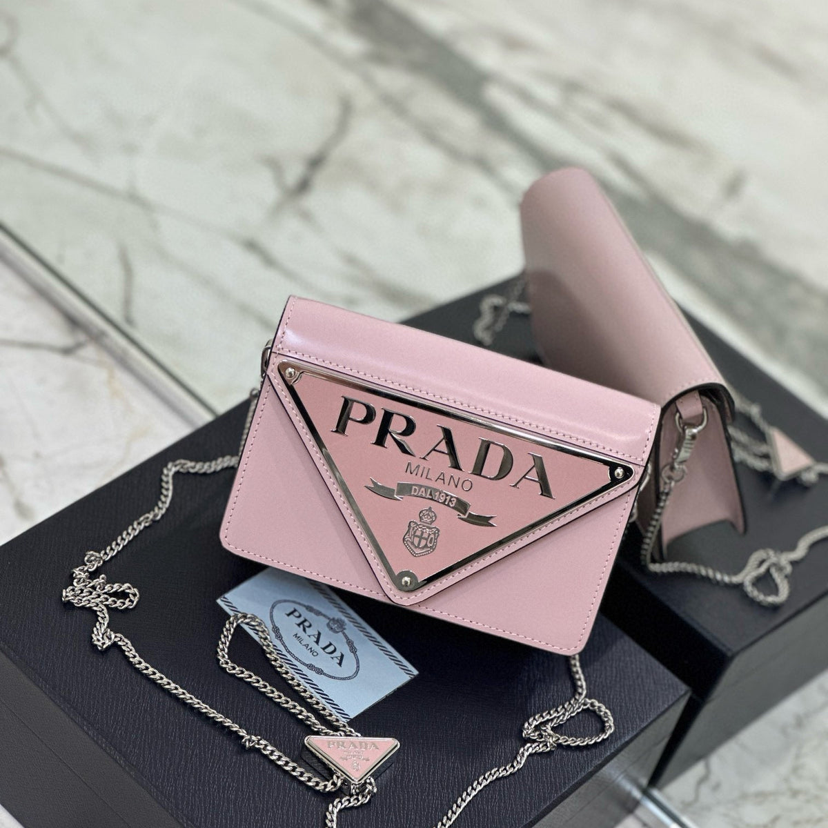 Bags- Pd Triangle Logo Buffed Shoulder Bag Elegant Everyday Designer Handbag