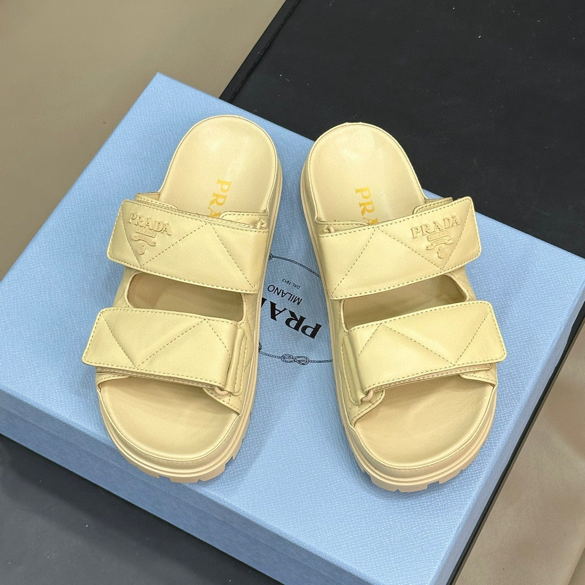 Shoes- Pd Nappa Leather Slides Premium Designer Casual Shoes