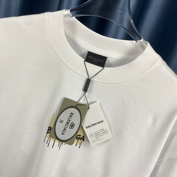 Close-up of Balenciaga t-shirt craftsmanship