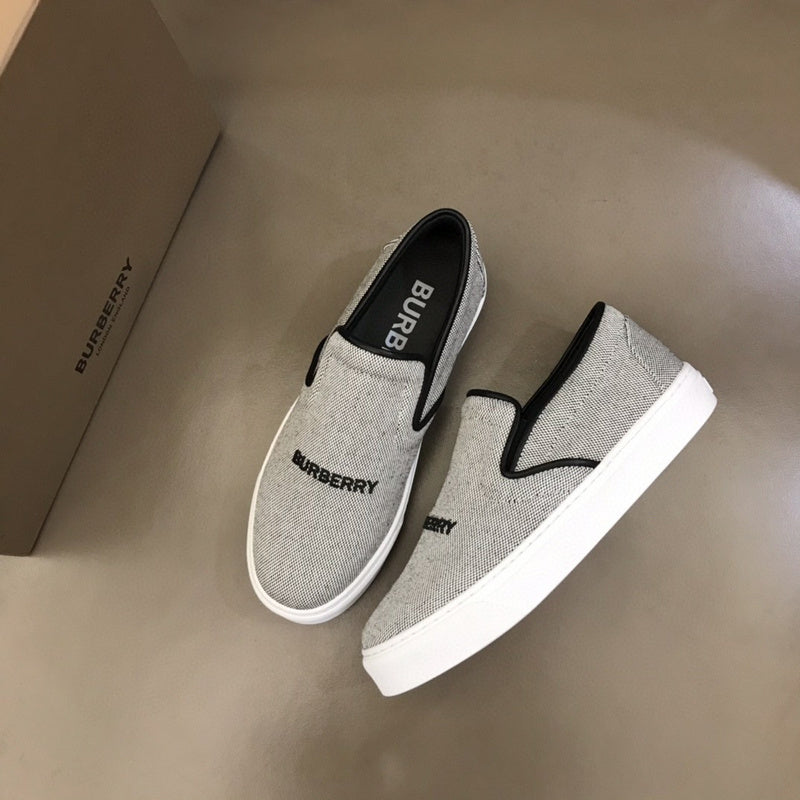 Burberry Grey Loafer Flats - Toe Detail View