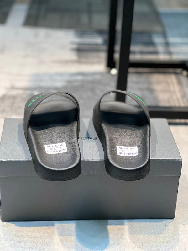Balenciaga Black Flat Thong Sandals - Back View