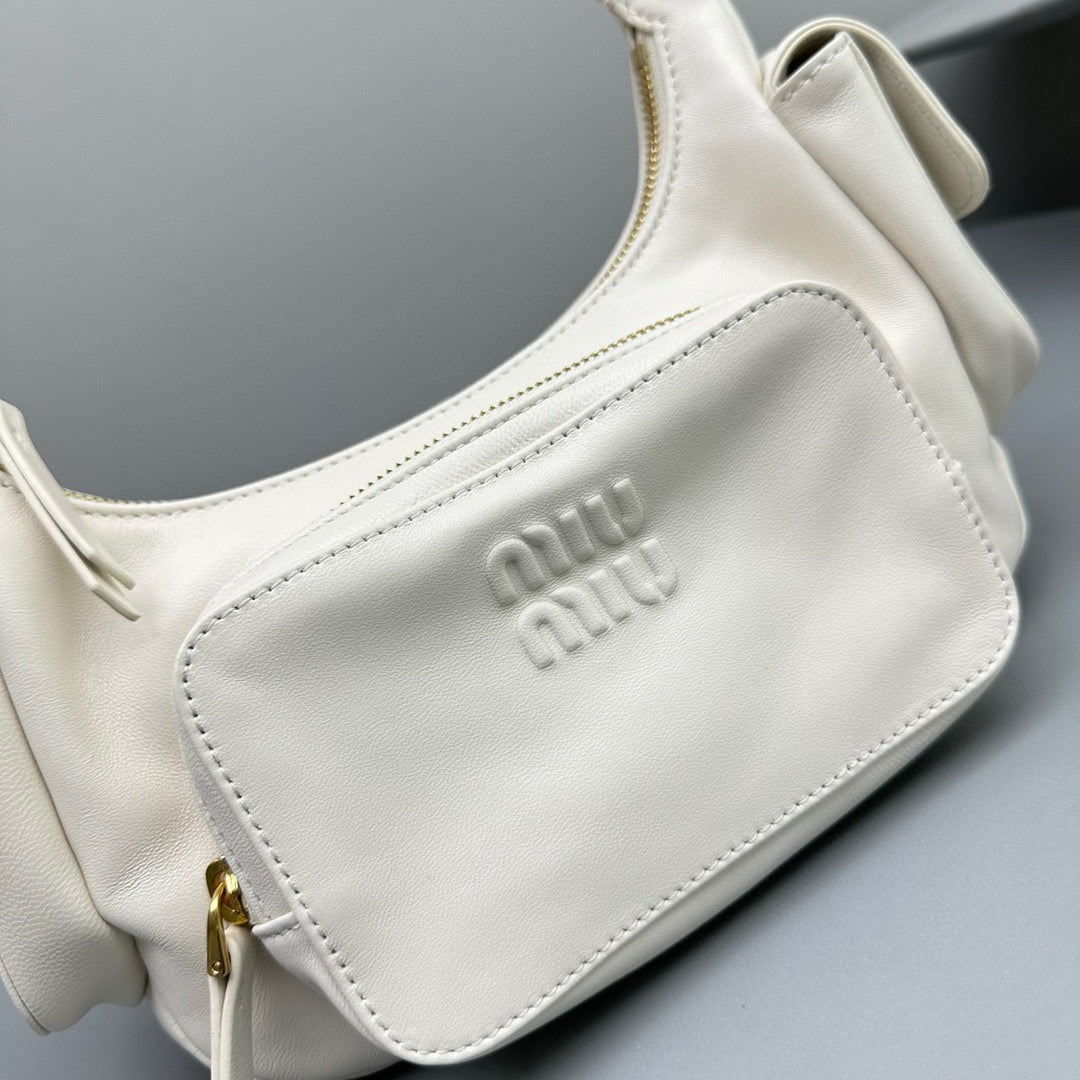 Bags- Miu M Pocket Nappa Leather Bag Premium Designer Shoulder Bag