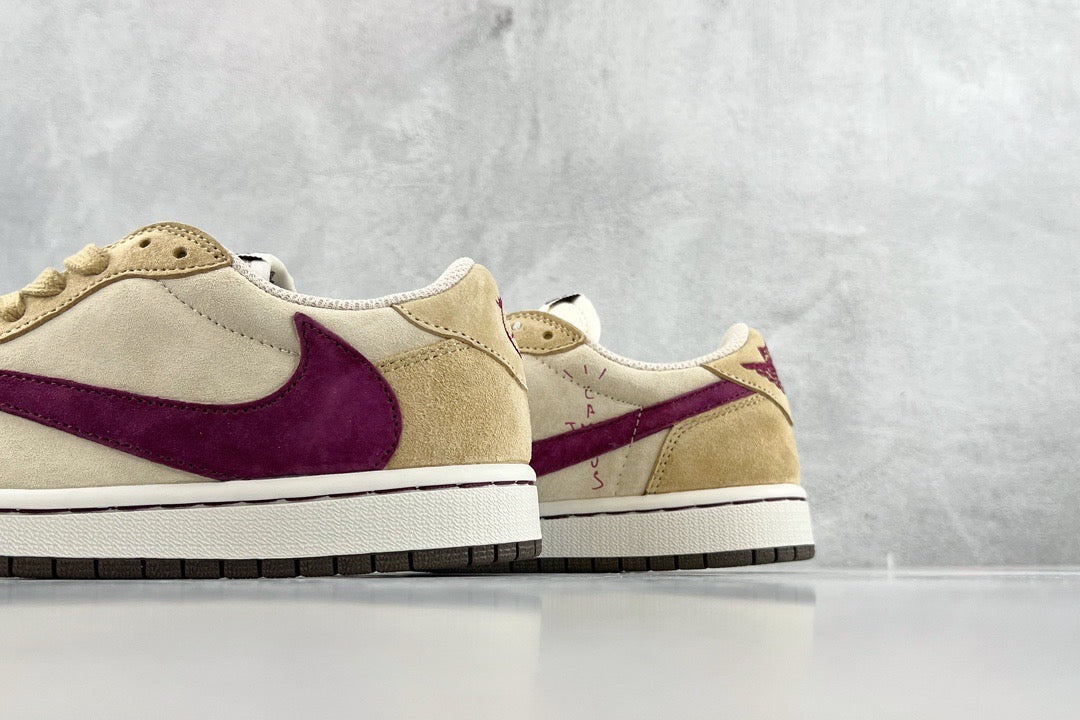 Jordan Shoes- Jordan Travis S x Jordan 1 Low Premium Designer Casual Shoes