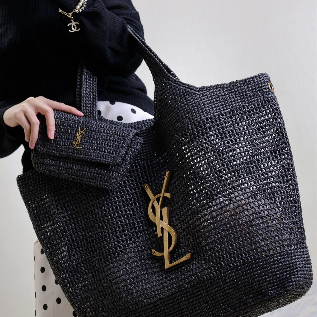 Saint Laurent Bags- Saint Laurent Icare In Raffia Bag Elegant Everyday Designer Handbag