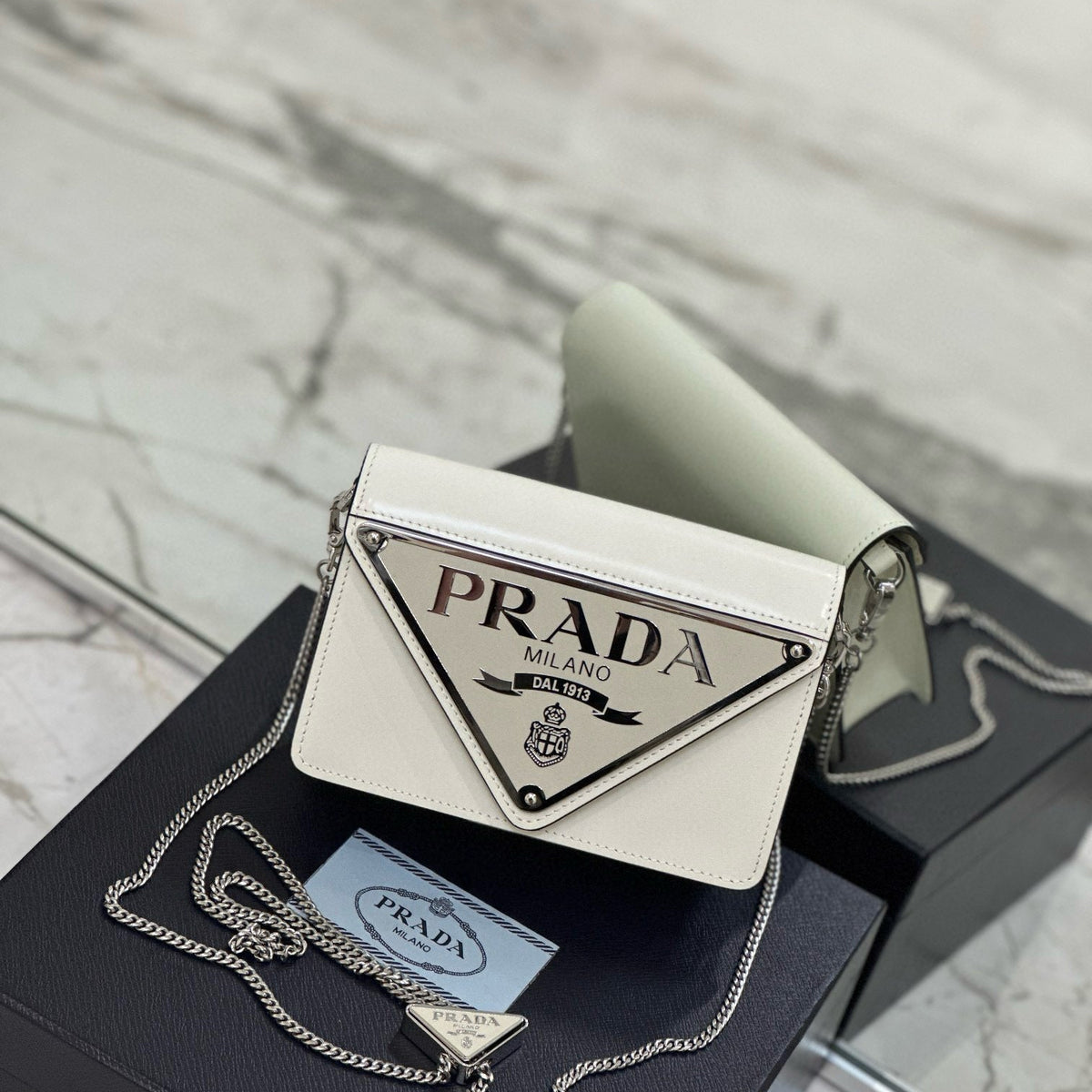 Bags- Pd Triangle Logo Buffed Shoulder Bag Elegant Everyday Designer Handbag