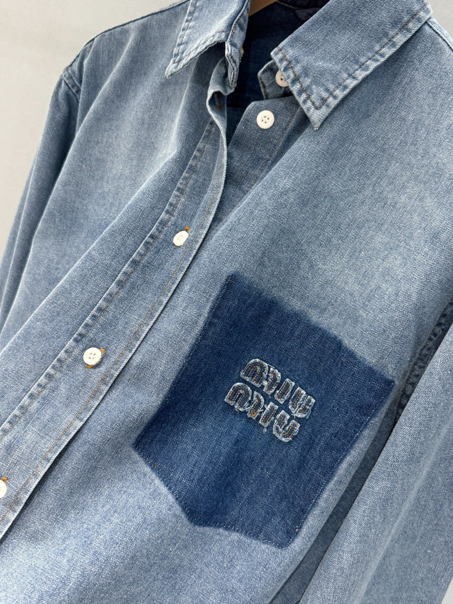 Tops- Miu M Denim Shirt Premium Designer Casual Top
