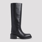 Close-up of Prada boots hardware and fine stitching