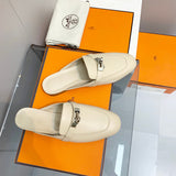 Hermès White Flat Thong Sandals - Sole Detail View